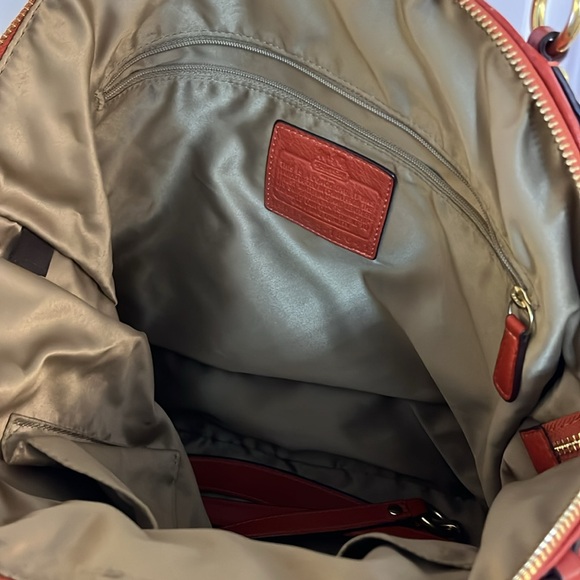 Vintage Coach Bag Orange Full Leather Shoulder, Top Handle and Cross Body - Picture 6 of 9